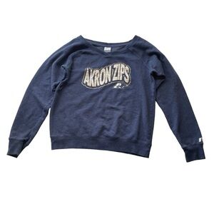 Russell Akron Zips University of Akron UA Sweatshirt Blue Size Large Junior Vtg